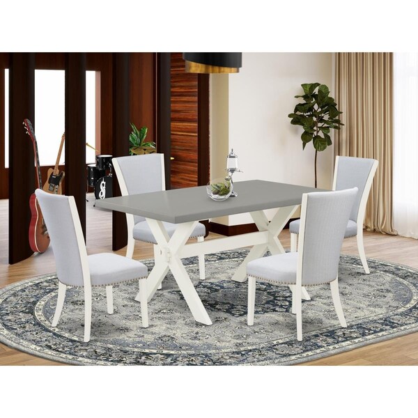 East West Furniture 5 Piece X-Style Dinette Set - Linen White X096VE005-5 - main